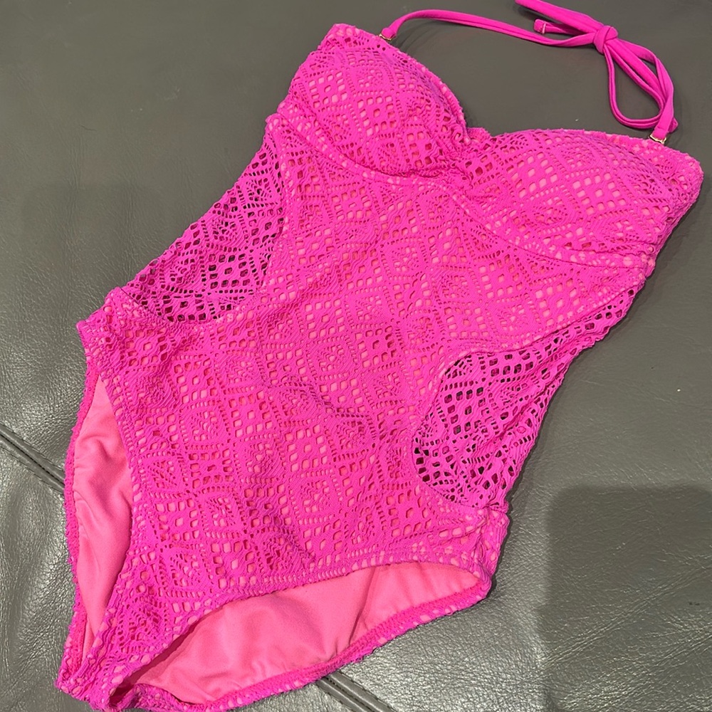 Hot pink lace swimsuit